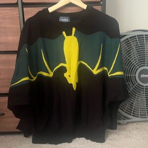 Modcloth Black, Green, and Yellow Bat Crewneck Sweater